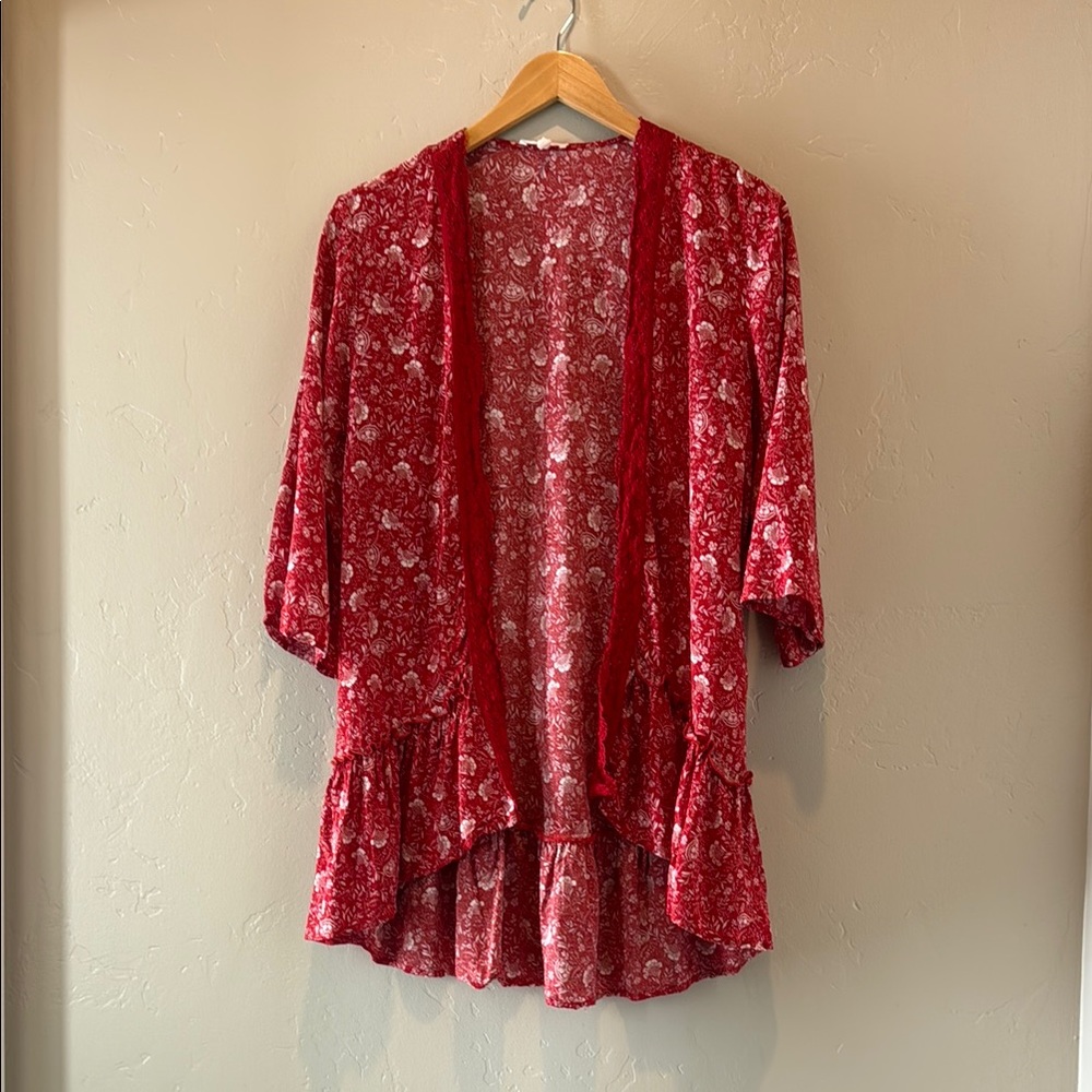 Maurices Red and White kimono Size Small